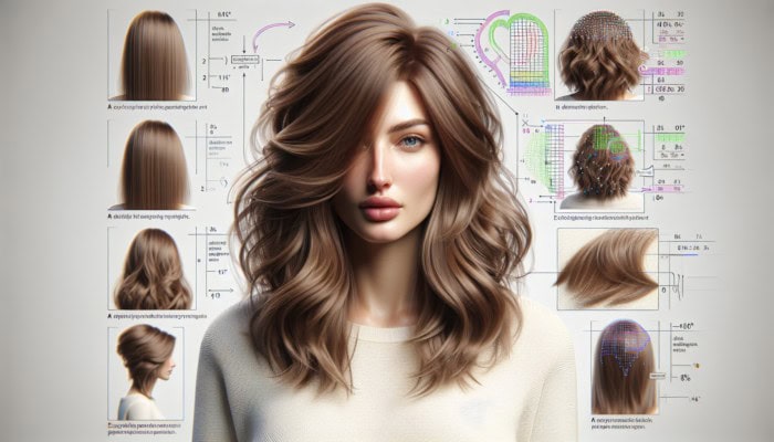 Woman with medium layered haircut, volume and movement, styled for fine hair's thickness, tailored to face shape and texture.