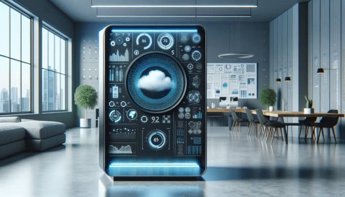 Innovative device controlling humidity in a modern room, showcasing advanced technology.