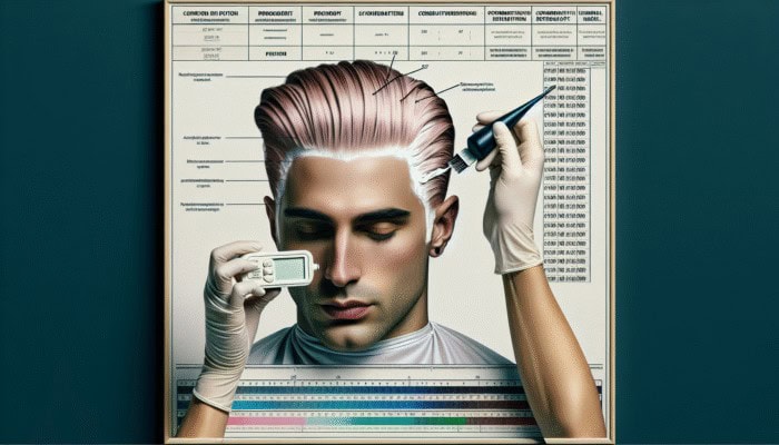 Person applying hair bleach at home, using timer, following instructions for even coverage and hair health.