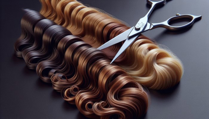 Close-up of fine, thick, and curly hair being trimmed to show tailored approach.
