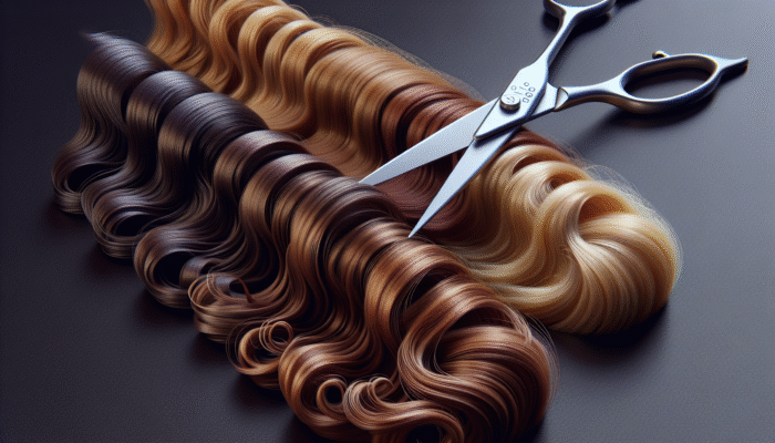 Close-up of fine, thick, and curly hair being trimmed to show tailored approach.