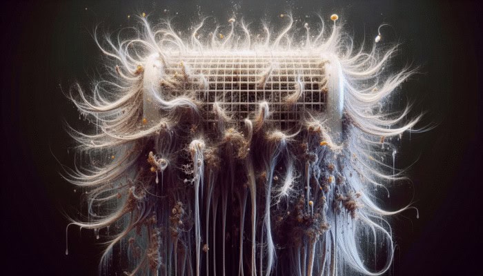 How to Keep Hair Hydrated in Heaters: Hair strands drying and frizzing due to heater's low-humidity effect.