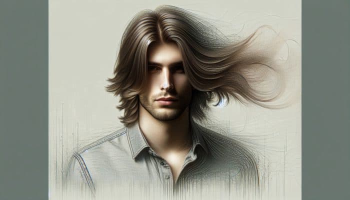 Executing Long Layers in Men's Hair: Man with long layered hair, showing volume and movement, in a casual style that softens facial features.