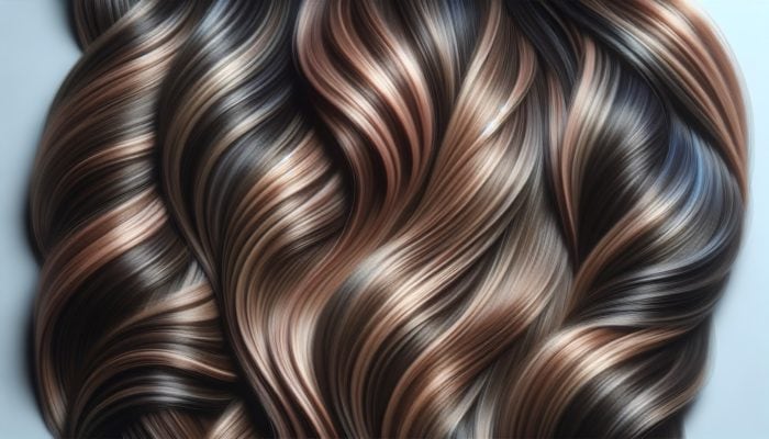 Layering Lowlights for Dimensional Contrast: Luxurious hair with darker lowlights and lighter highlights, enhancing depth and vibrancy.