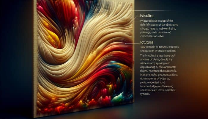 A close-up of a canvas with diverse textures like burlap and silk in an abstract art piece.