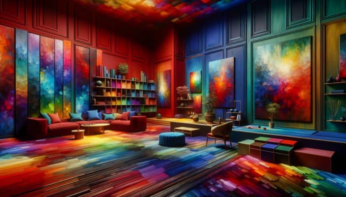Mastering Deep Colours for Seasons: A vibrant palette of deep reds, blues, and greens transforming a room with dramatic and soothing ambiance.