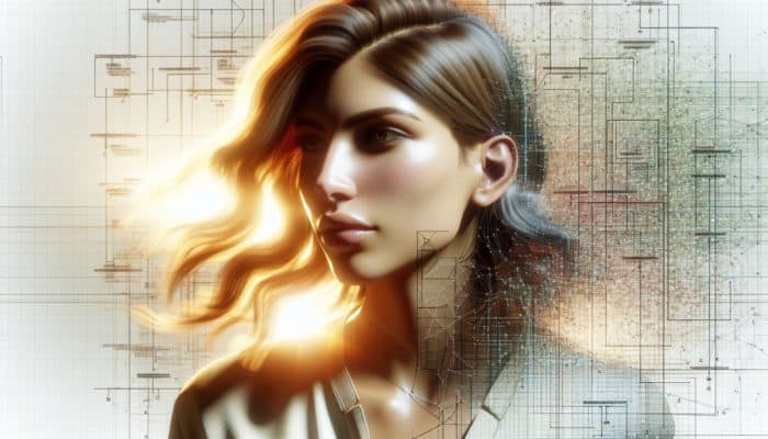 Weaving Highlights for Natural Sun-Kissed Effects: A woman with sun-kissed hair, showcasing depth and dimension through highlights, enhancing her facial features with a luminous glow.