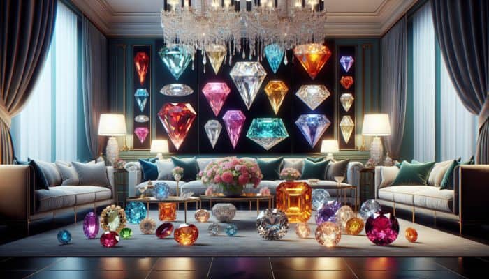 Adopting Gala Gems Sparkling: Vibrant Gala Gems in diverse colors and unique cuts, enhancing jewelry and decor elegance.