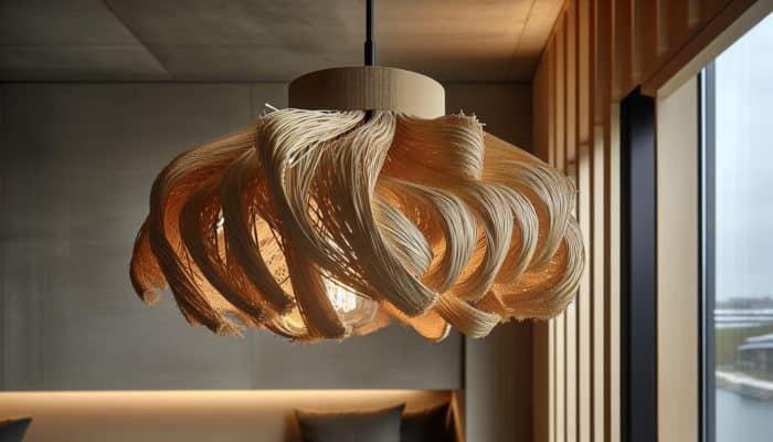 Developing Raffia Blonde for Textured Lights: A rustic yet contemporary raffia blonde light fixture, enhancing a modern space with natural elegance.